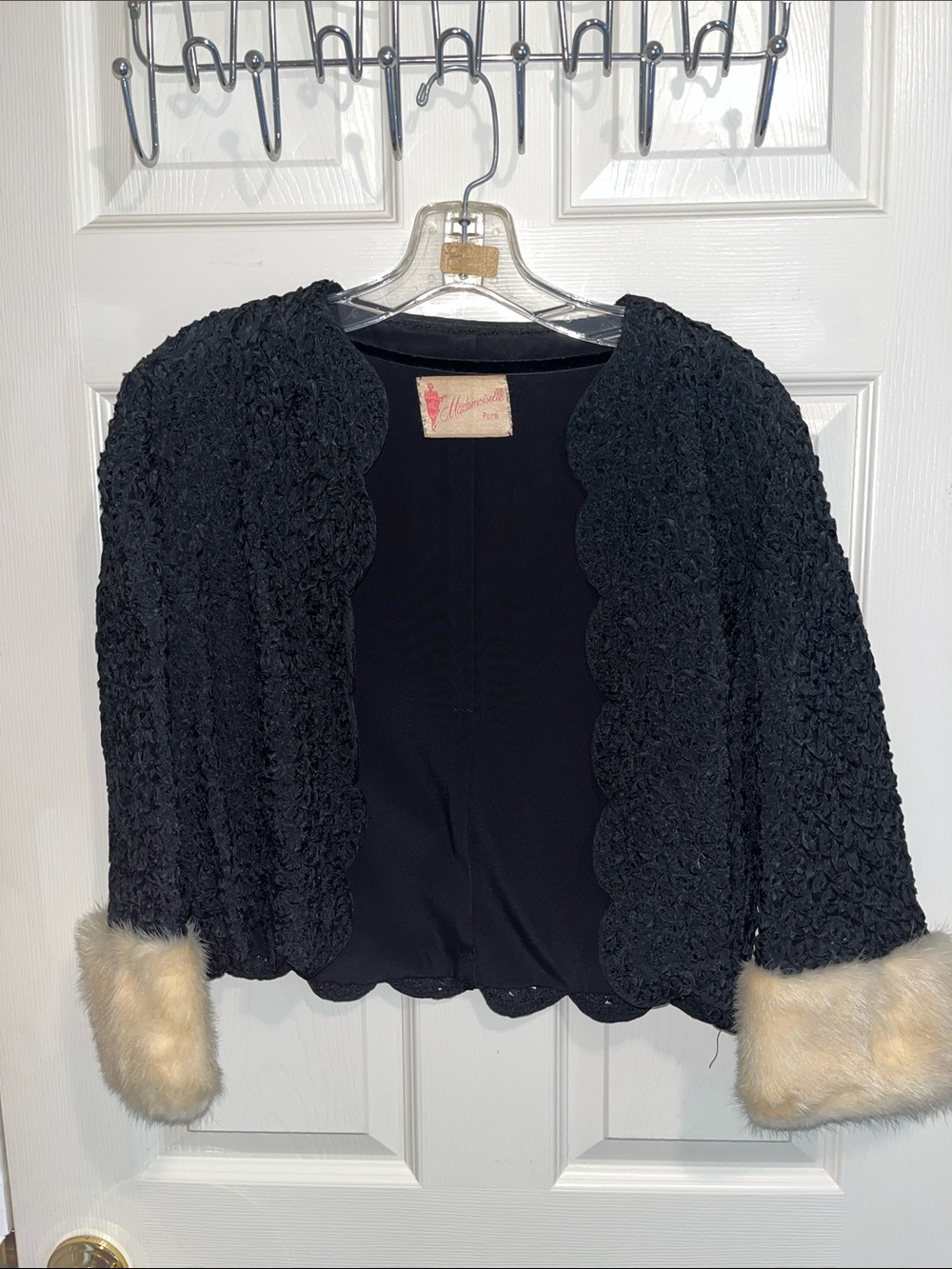 Vintage Black Jacket with  Fur Cuffs